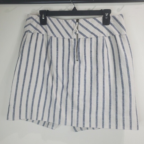 J.Crew navy & natural linen stripe crossover wrap skirt size 12 - Picture 4 of 8